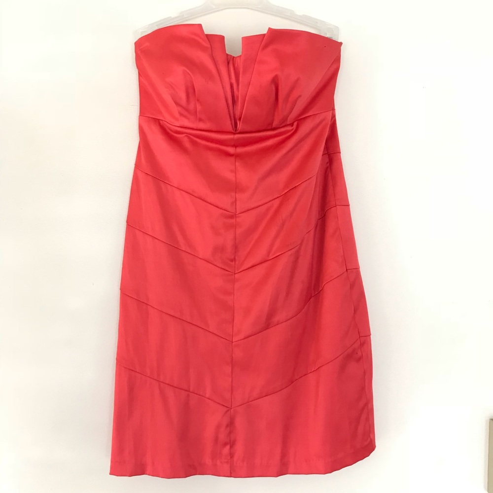 Strapless coral dress